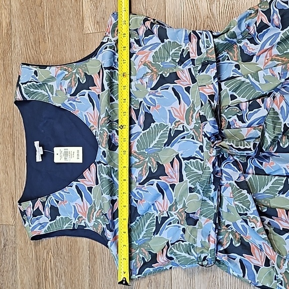 NWT LL Bean Signature 100% Cotton Poplin Blue Tropical Print V Neck Dress - Picture 16 of 16